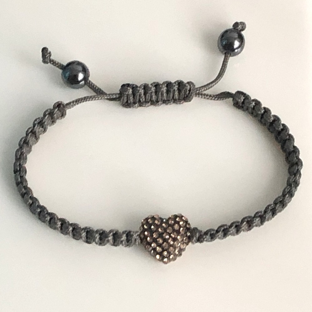 crystal heart string bracelet NWOT